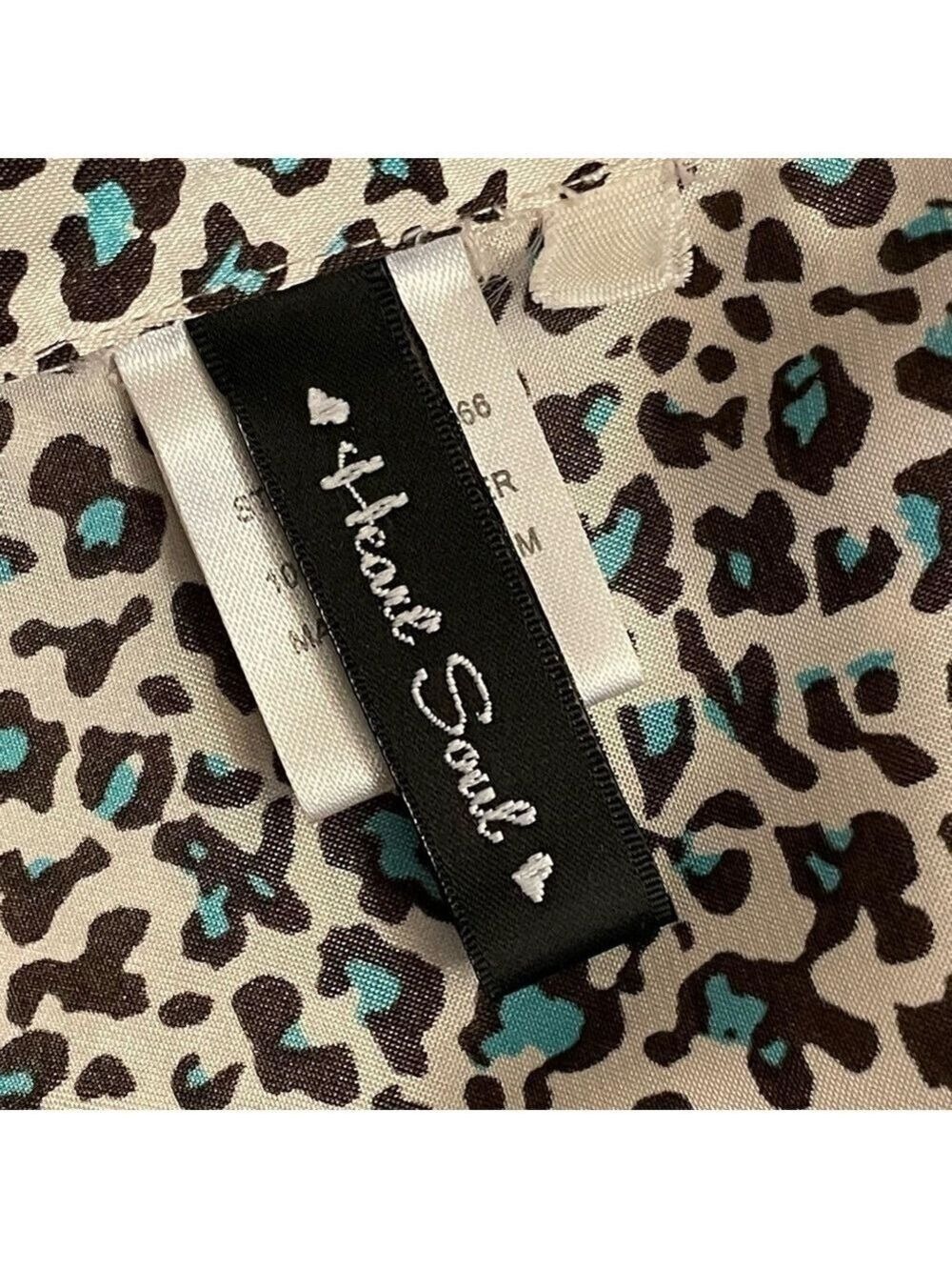 Heart Soul Y2K Leopard Print Puff Sleeve Satin Tie Blouse Size Large - Picture 7 of 14
